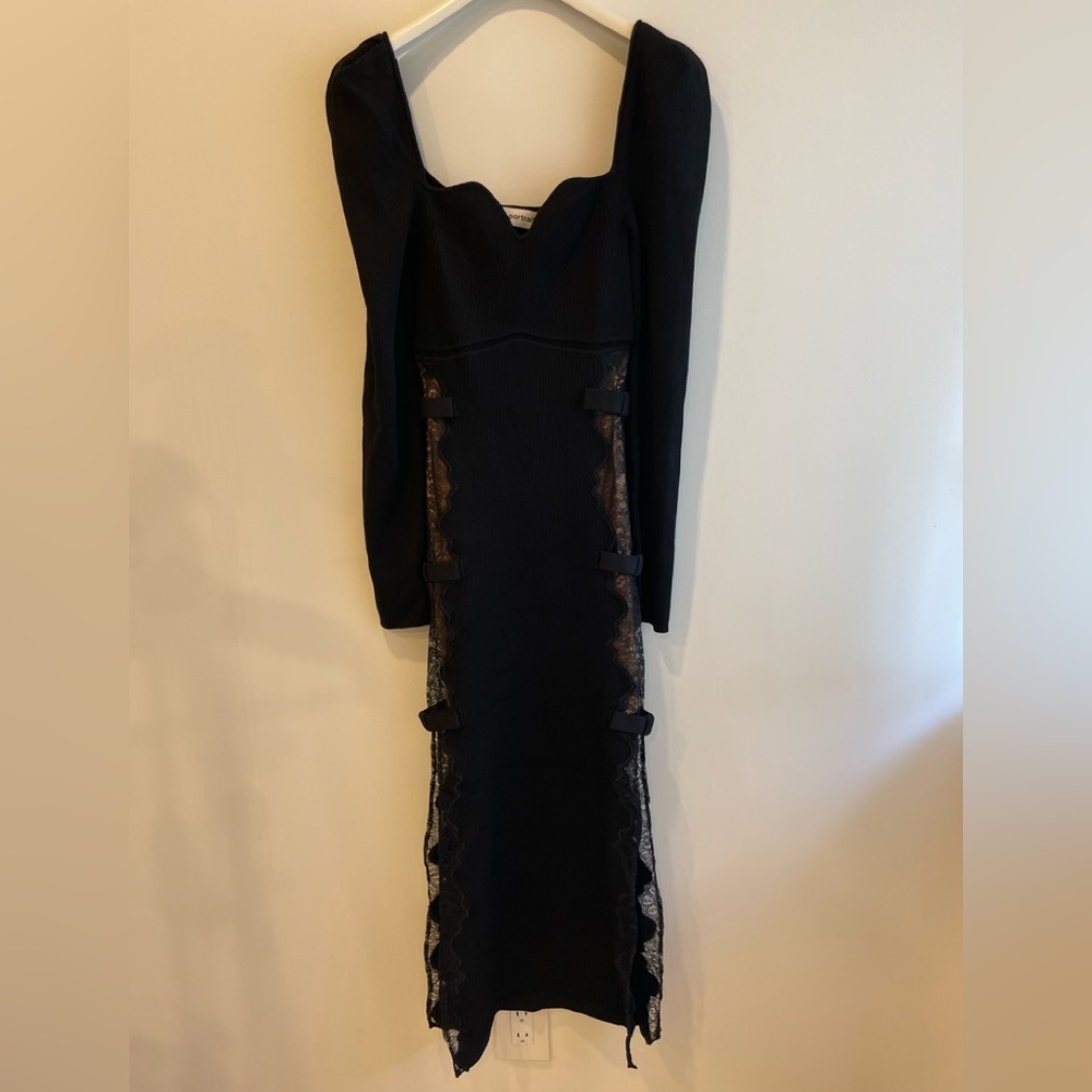 Self Portrait Black Knit Lace Midi Dress - Picture 4 of 7